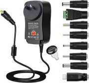 30W Universal Power Adapter AU Plug, Multi-Voltage 3V-12V DC with 2.1A USB Port,