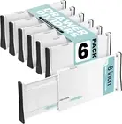 Adjustable Drawer Dividers, 8" Tall, Expandable 13.35-22", 6-Pack, Non-Slip for