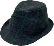 [WITHMOONS] Tartan Plaid Check Pattern Fedora Hat Wool Classic Trilby LD61467