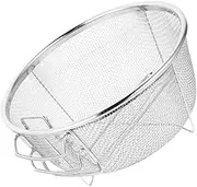 Luxshiny Round Frying Basket Stainless Steel Fryer Basket Deep Wire Fry Basket with Handle Mesh French Chip Frying Drain Basket for Home Kitchen Accessories Silver