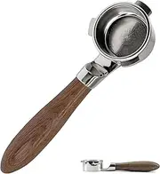 [NEOUZA] Espresso Bottomless 54mm Portafilter, Flat-Bottom Design for Stable Placement, Compatible with Breville 870/875/878/880 Filter Basket Coffee Machines, 304 Stainless Steel (Walnut)
