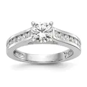 0.50ct. CZ Solid Real 14K White Gold Peg Set Engagement Ring