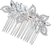 VICASKY 1pc Elegant Bridal Hair Comb with Imitation Crystal Inlays Silver Alloy Hair Accessory for Women for Weddings and Parties Bling Bling Design for Charming Look