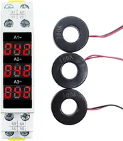 Augro Three Phase Din Rail Ammeter, 3-Digit Three Phase Display, 3-Phase Digital Display, Modular Current Gauge Indicator