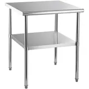 Vevor 76.2x76.2x91.4cm Stainless Steel Work Table Silver for Commercial Food Prep