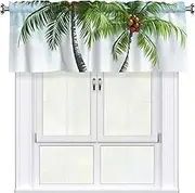 LHBWCVN Tropical Palm Tree Valances for Windows, Rod Pocket Window Treatment Drapes Farmhouse Kitchen Curtains Short Blackout Window Curtains for Living Room Bedroom Decor 54x18 Inch
