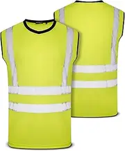 Mega_JumbleSale® Hi Vis Viz Sleeveless T-Shirt Vest | High Visibility Safety Security Workwear Sleeveless Tank Muscle Top