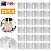 24PCS Candle Tins with Lids & Lables 100ml Empty Candle Making Jars for DIY AU