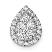 14k White Gold 5/8 Ct. Lab Grown Diamond VS/SI+ G+ Teardrop Halo Chain Slide Pendant