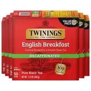 Twinings Decaffeinated English Breakfast Black Tea Bags 50 Count Pack of 6