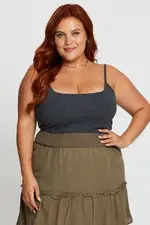 Grey Singlet Top Scoop Neck
