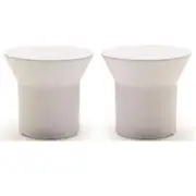 Home Square 21" Solid Surface Round End Table in White - Set of 2