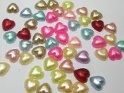 500 Mixed Color Acrylic Half Pearl FlatBack Heart Bead 8X8mm Scrapbook Craft