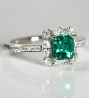 1.76 Ct Square Cut Natural Emerald Diamond Engagement Ring 14K solid White gold