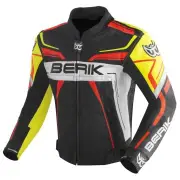 Absolute Race Black Neon Yellow Neon Red White Leather Motorcycle Jacket