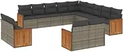 vidaxl - Modular Grey Poly Rattan Sofa Set 13 Piece with Cushions/Outdoor Patio Seating with Storage - UV/Weather Resistant Dining Furniture