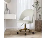 Office Desk Chair with Boucle Cover Armless Home Office Chair for Home Office Bedroom White and Gold