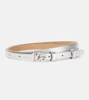 [Dolce & Gabbana] Dolce & Gabbana DG 10mm metallic leather belt Inch 35.5 silver