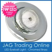 12V~24V 1W LED EYEBALL SWIVEL LIGHT CHROME-Boat/Caravan/Cabin/Bunk/Reading/Chart