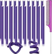 Chuangdi 20 Pcs Flexible Curling Rods Twist Foam Hair Rollers Soft Foam Hair Rods Rollers Curlers and Pintail Comb for Women Long and Short(0.31 x 9.4 Inch,Purple)