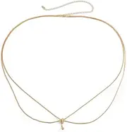 [Generic] Simple Summer Beach Metal Dangle Belly Button Ring Waist Chain Rhinestone Navel Belly Chain Sexy Bikini Multi-layered Belly Body Chain Jewelry for Women