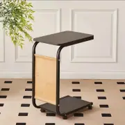 Movable Coffee Table 2-Tier Storage Shelf Tea Table Sofa Side Table