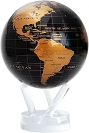 MOVA Globe Black and Gold 6" with Base, Solar Powered Rotating Globe No Need of Battery or Chord, Unique Gift and Decoration