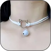 [TACBSP] Black Cat Choker Necklace for Women Gothic Leather Bell Collar Necklace Punk Bell Cat Pendant Necklace Valentines Day Halloween Cosplay Party Jewelry Gifts for Women