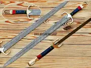 Fully Hand Forged Medieval Knight / Norse / Bastard / Broad Damascus Blade Sword