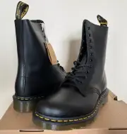 Dr. Martens 1490 Women's 10 Eye Leather Boots Black Smooth US 7, 8