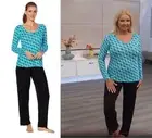 HUE 2pc Printed Pajama Set - Missy Peacock Blue Elephants Size 1X
