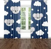 Cute Koala Window Drapes Curtain Watercolor Cute Koala Good Night Sweet Dream Animal Clouds Rod Pocket Drapes Curtain for Living Room Home Decor 21x63 Inches 2 Panels
