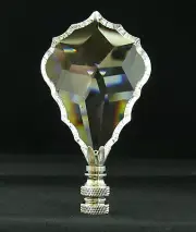 LAMP FINIAL-CRYSTAL LAMP FINIAL-24% LEAD-SATIN NICKEL BASE (LARGE)