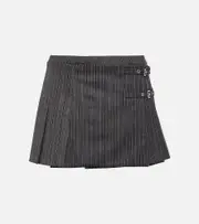 [Alessandra Rich] Alessandra Rich Belted pinstriped miniskirt AU 10 grey
