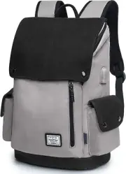 Laptop Backpack Fits 15" Laptop with USB Port Gray Canvas Daypack New - Windtook