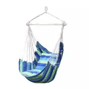 Portable Hanging Hammock Chair Swing Garden Outdoor Camping Soft with 2xCushions Blue