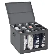 12 pair Shoe Organizer, Fabric Shoe Storage Box Cube Bins with Clear Window a...