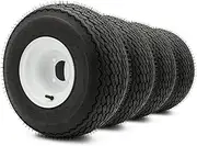 8" Steel Golf Cart Wheels Glossy White and Odyssey Perduro (18/8.5-8) DOT Golf Cart Tires - Set of Four