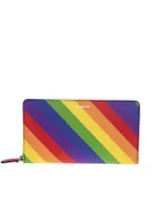 Balenciaga Ville Continental Rainbow Striped Zip Wallet