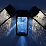Outdoor Security Decorative Solar Outdoor Lights - Crackle Glass Patio and Fence Wall Lights White Light