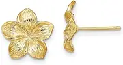 [JewelryWeb] 14k Gold Single Flower Post Earrings Plumeria 11.5x11.5mm Wide Stud Earring for Women