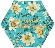 [miaozhen] custom UV 50+ compact umbrella Oil Painting with White Daisies water,sun & rain resistant windproof sun-proof waterproof personalizable umbrellas for rain windproof auto open sombrillas para