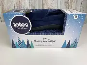 Totes Toasties Men's Memory Foam Slippers Navy Blue Plaid Inner