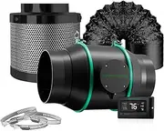 MARS HYDRO 6 Inch Inline Fan and Filter, with Temperature and Humidity Controller, and 25 Feet Ducting, Exhaust Fan for Grow Tents, Hydroponics