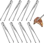 Serving Tongs Kitchen Tongs,Buffet Tongs, Stainless Steel Food Tong Serving Tong,small tongs 8 Pack(Sliver 9 Inch)