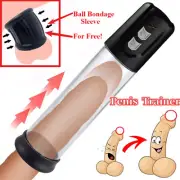 Electric Penis Pump with Penis Bondage Sleeve for Male Enlarger Bigger Trainer