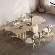 homary 55"-87" Japandi Extendable Dining Table - Whitewash Finish, Oak Veneer, Seats 4-8 People, Modern Pedestal Base (Whitewash)