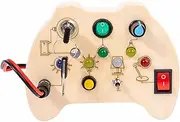 Montessori Switch Busy Board - Travel Busy Handle Board with Light Up LED Buttons Light Up LED Buttons Busy Board Toy