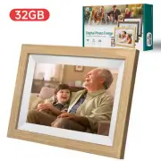 NNEDSZ 10.1-Inch Wooden Frame WiFi Digital Photo Frame - 32GB Storage, IPS Touch