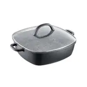 Baccarat STONEX2 Ceramic Non Stick Cast Aluminium Square Casserole with Lid 28cm